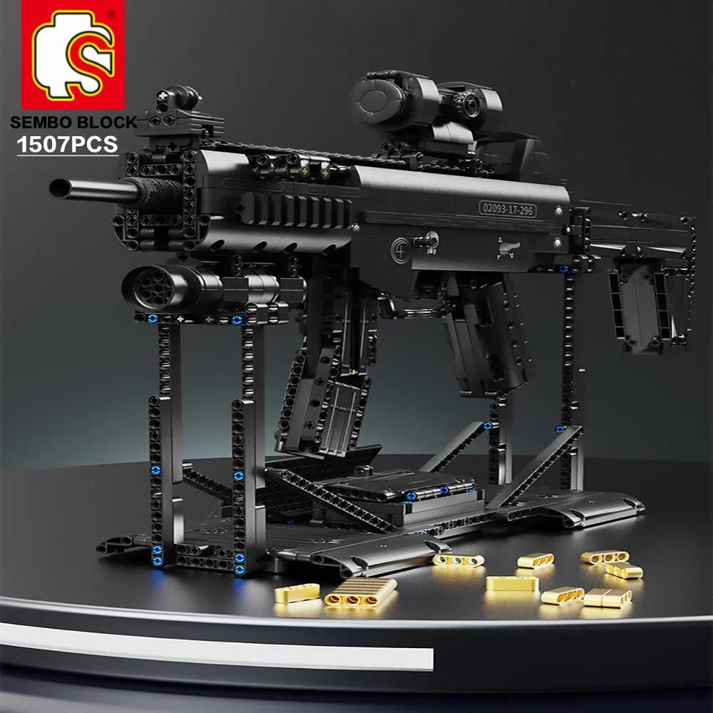 SEMBO Machine Gun Military Building Blocks Weapon Soldier Shooting Game Series DIY Bricks Toys For Kids Adults