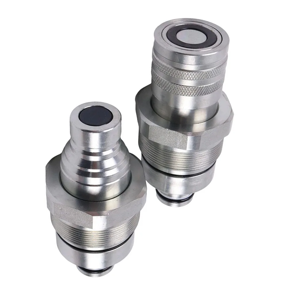 Silver Flat Face Coupler Hydraulic Coupler Steel Construction Anti-wear Coating Built-in Seals Standard Interface