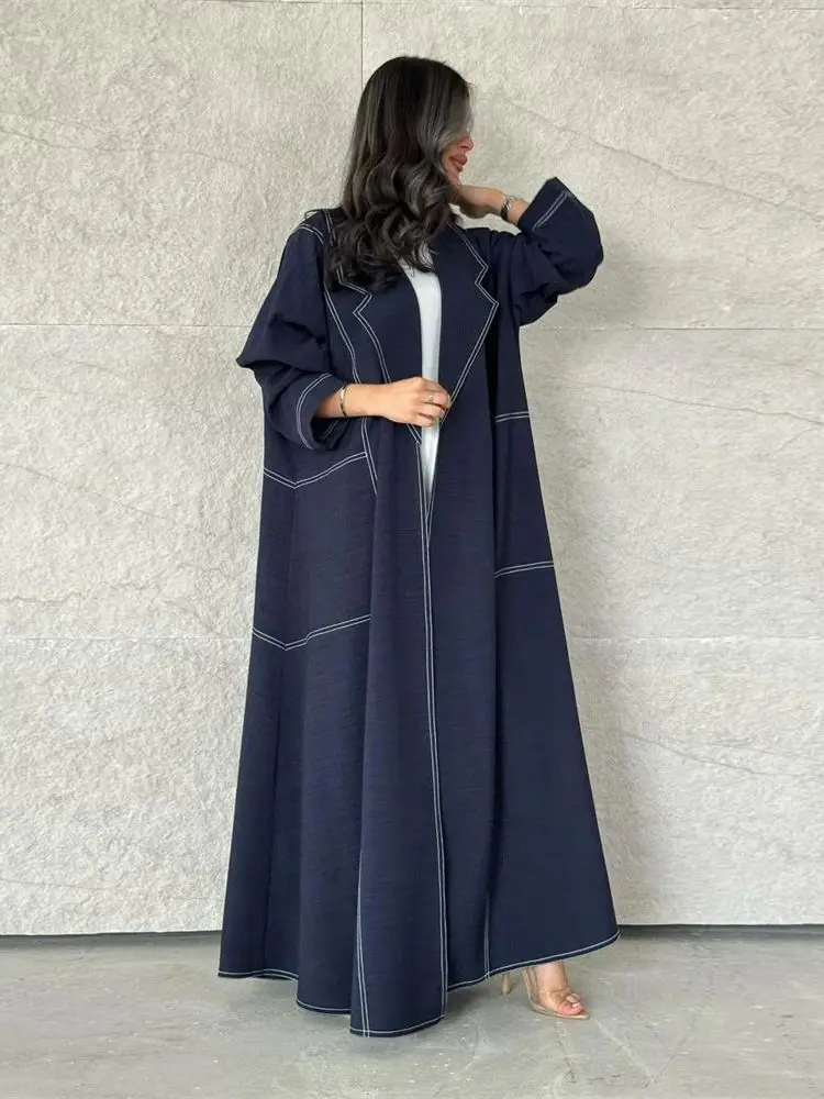 Abayas For Women Eid Blue Modest Open Kimono Abaya Dubai Luxury 2024 Islam Muslim Kaftan Coat Dress Robe Caftan Marocain Femme