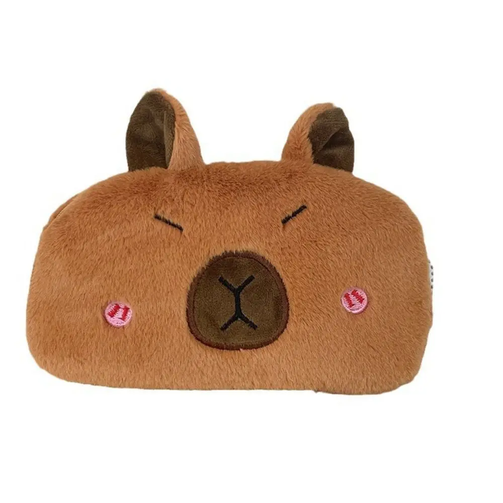 Капибара с морской свинкой, плюшевая сумка для ручек, большая емкость, плюшевый пенал с капибарой, плюшевая кукла, мягкая сумка для ручек с морской свинкой