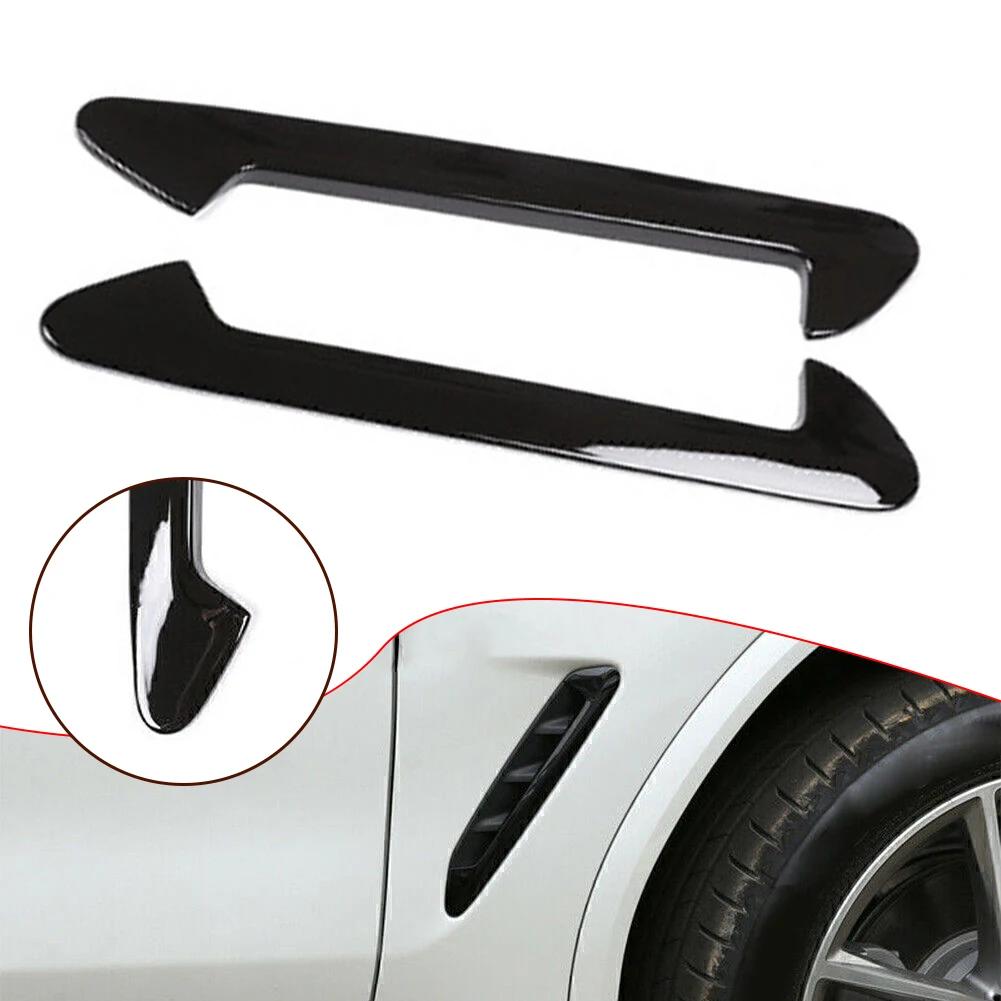 2pcs Car Side Air Fender Vent Trim Glossy Black ABS Air Flow Vent Wing Spoiler Stick Cover Trim For BMW X3 G01 X4 G02 2018-2023