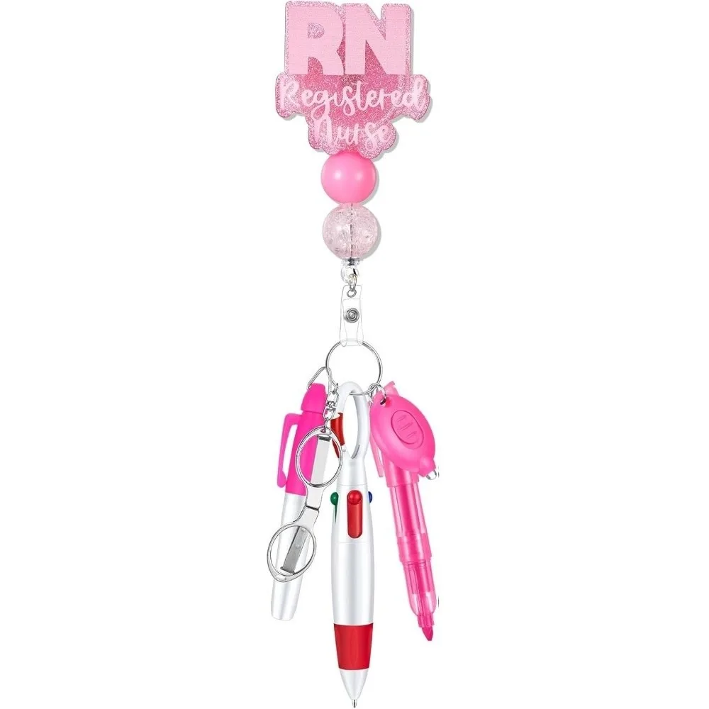 New Retractable Nurse Pen Pack Lanyard Keychain Portable Nurse Badge Set ID Badge Reels Durable Nurse Badge Clip Gift