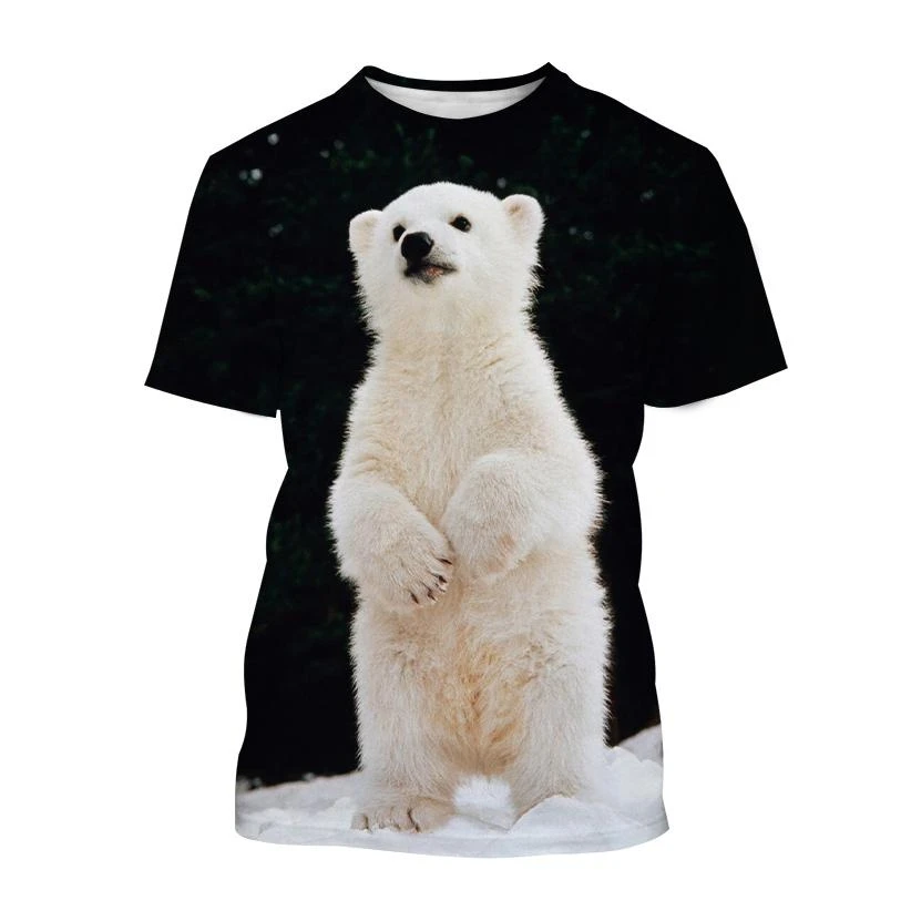 Animal Polar Bear 3D Print T-Shirts Summer Men Women O-Neck Short Sleeve T Shirt Oversized Harajuku Male Tees Tops Man Clothing