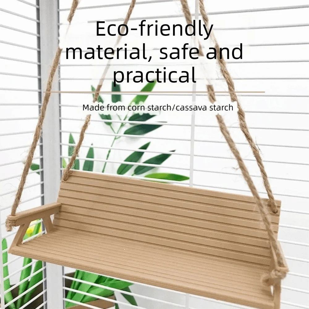 Funny Bench-Style Bird Swing with Chain Birdcage Decoration Interactive Bird Toy Creative Hamster Swing Toy Birdcage Accessories
