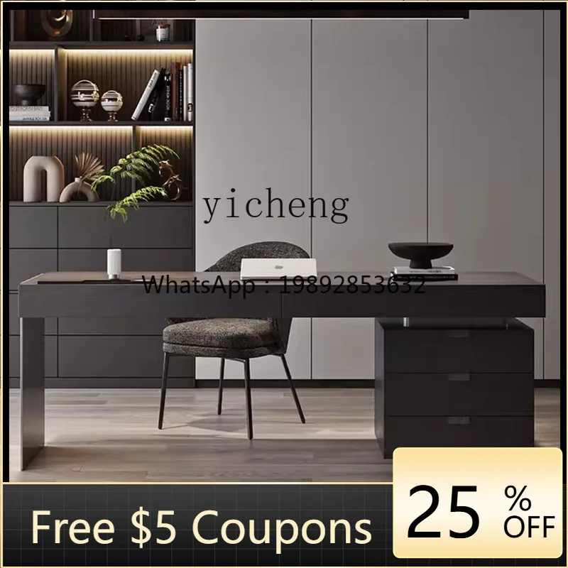 

GZ minimalist study desk modern light luxury desk writing desk solid wood computer