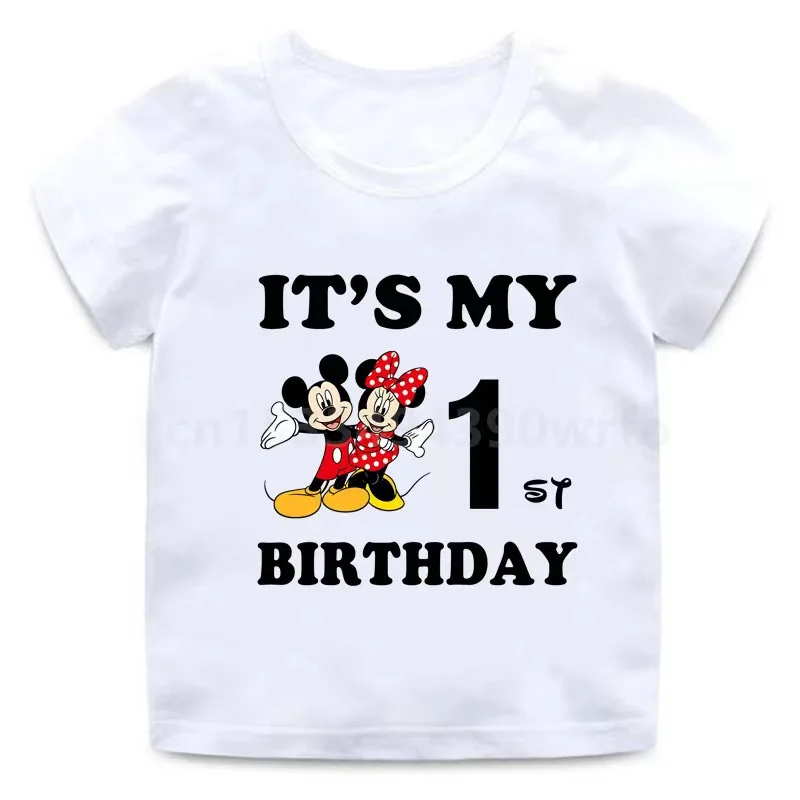 Children clothes tops minnie mouse Birthday Number  Children T-shirt Kawaii  Clothes for Girls T Shirt Anime Cartoons Casual