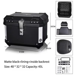 45L Motorcycle Helmet Box Universal Top Tail Rear Luggage Storage Tool Cases Motorcycle Accessories ABS Box