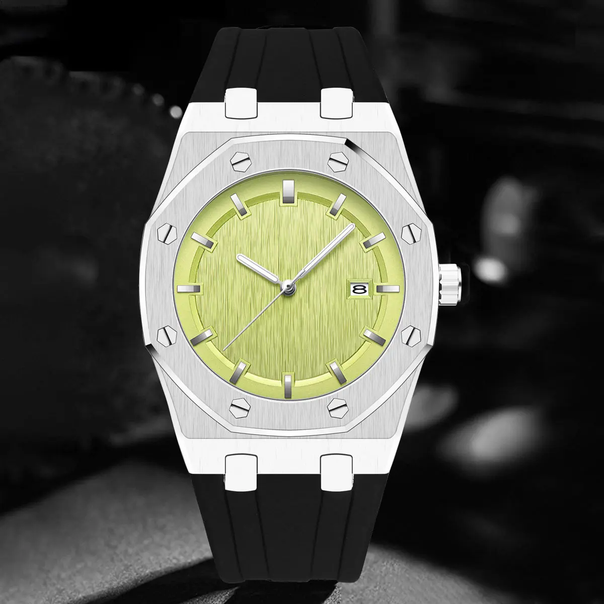 AP style tri color fashionable versatile young fashion classic men\'s quartz watch rubber strap