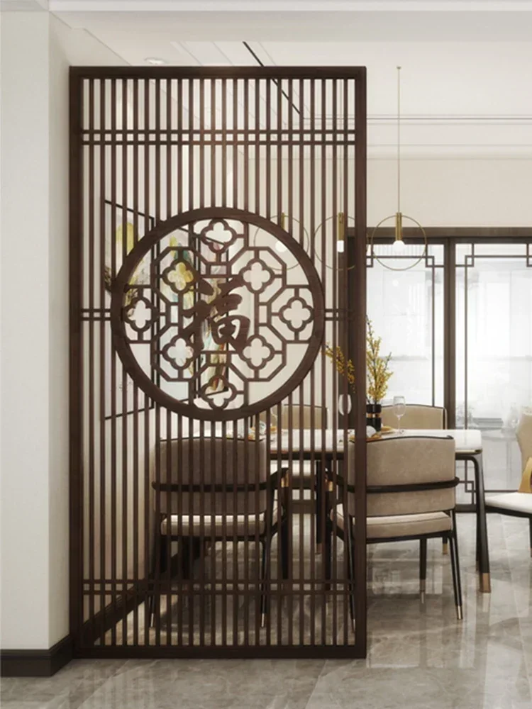 Custom solid wood screen partition wall office living room dining room grille hollowed-out decoration to block the porch