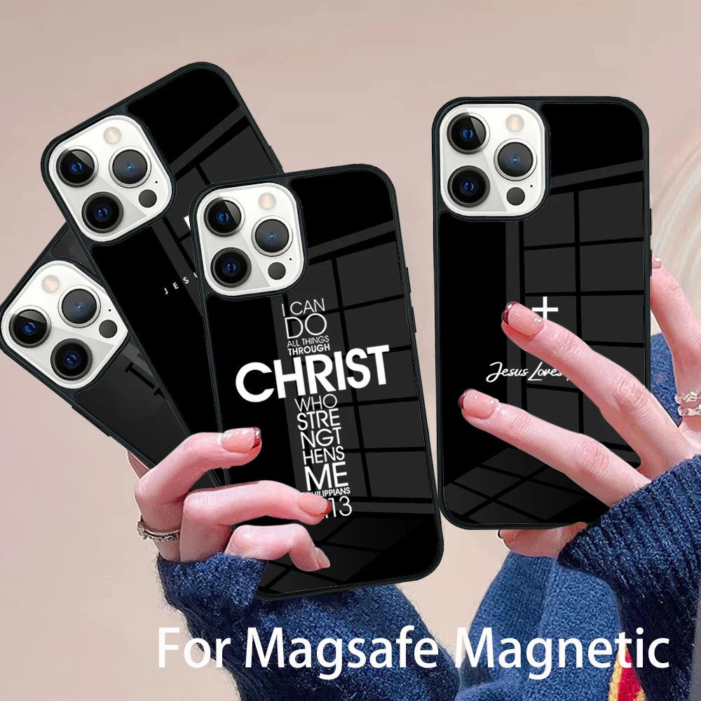 

Christian Jesus Gods Love Phone Case Magesafe Magnetic Wireless Charge Cover For IPhone 16 11 12 13 14 15 Pro Max Plus Mini