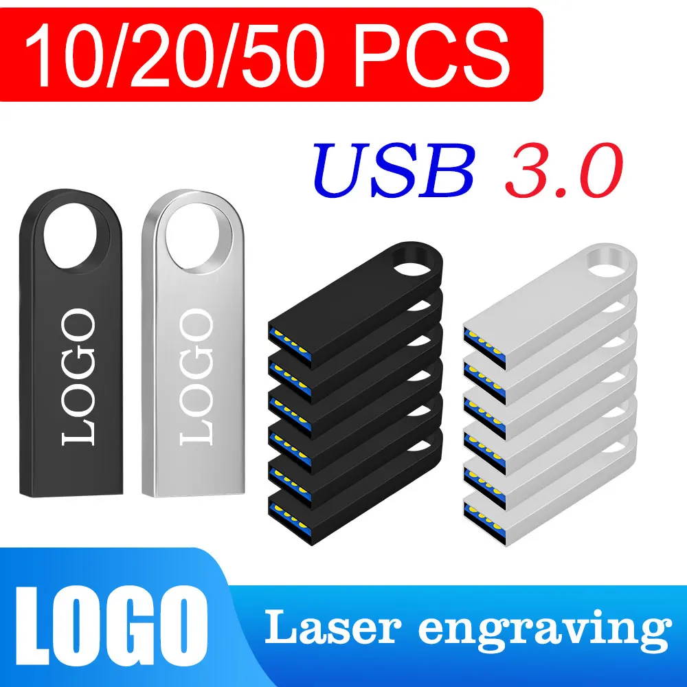 

10/20/50 шт. USB3.0 флэш-накопители 128 ГБ Флешка Usb-накопитель 64 ГБ 32 ГБ 16 ГБ 8 ГБ металлическая USB-накопитель высокоскоростная USB-накопитель