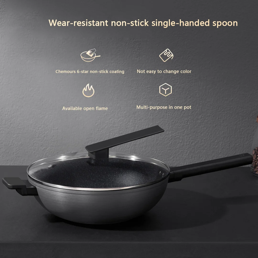 

Youpin Cooking non-stick wok wear resistant Durable 2.1kg Frying Pan For Household gas stove Uncoated Super lightweight