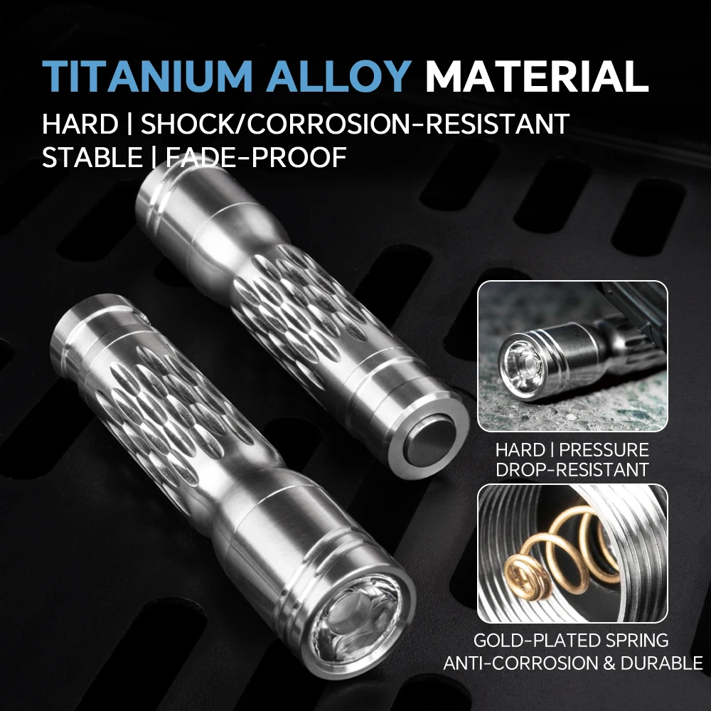 Maeerxu EDC Titanium Alloy Mini Flashlight R7 IPX6 Fishing Waterproof Flashlight Camping Lighting EDC Tools With Flash Warning