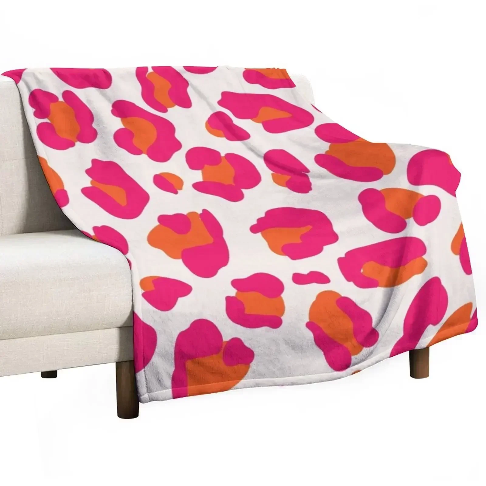 

Hot Pink and Orange Leopard Print Throw Blanket Summer Stuffeds funny gift Multi-Purpose Blankets