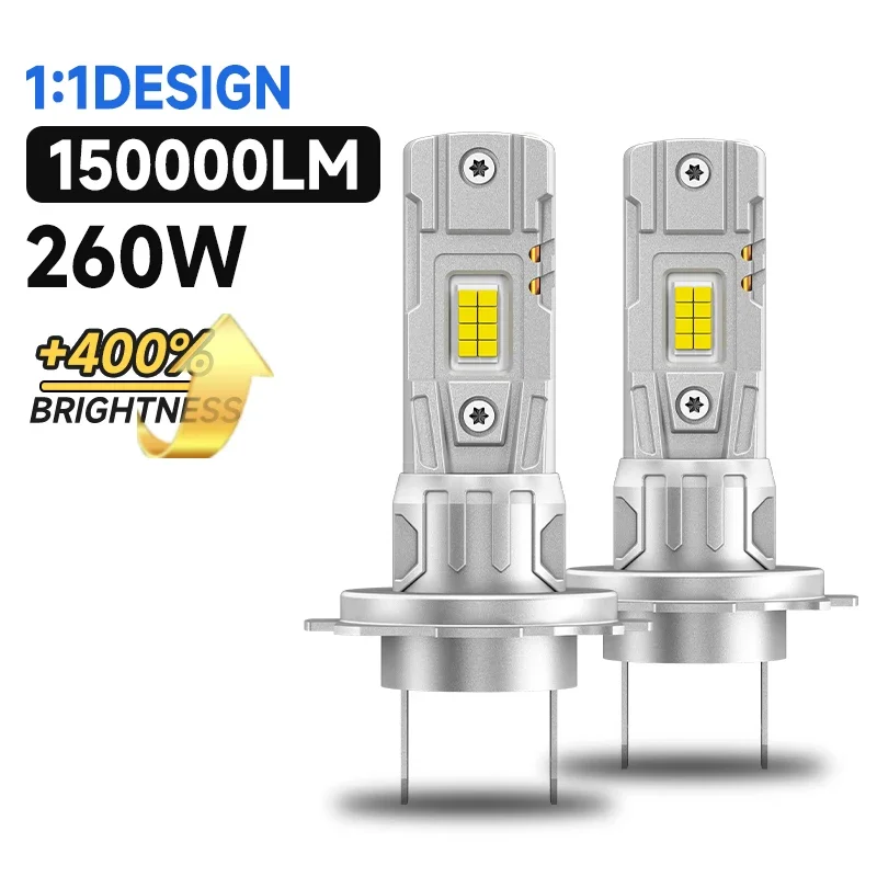 

2PCS H7 Led Bulbs 1:1 Size Wireless Car LED Headlight IP68 Waterproof Universal Car Headlamp Bulb Plug & Play CANBUS Error Free