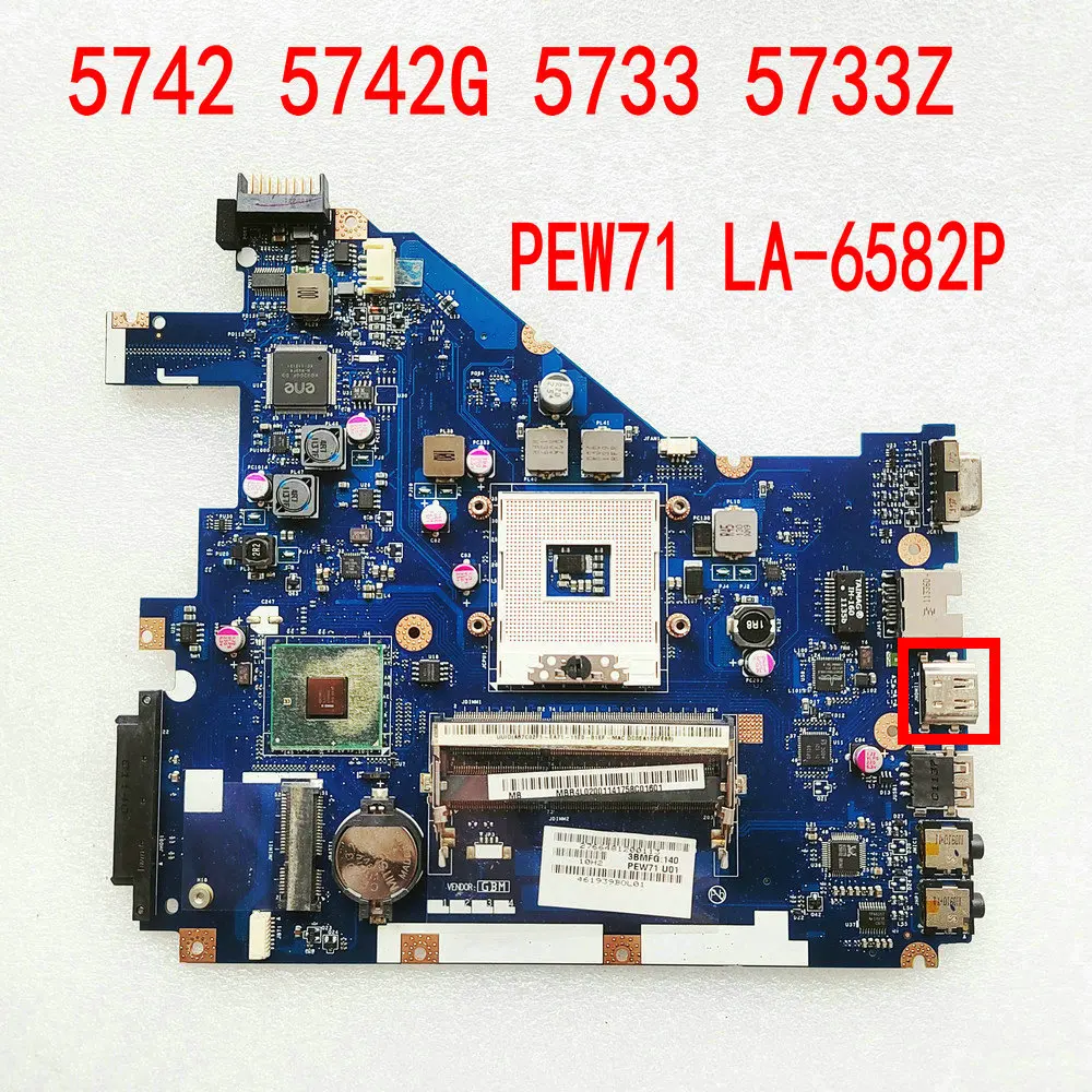 PEW71 LA-6582P For Acer Aspire 5733 5733Z 5742G For Gateway NV55C  5733 5733Z Laptop Motherboard MBRJW02001 Mainboard