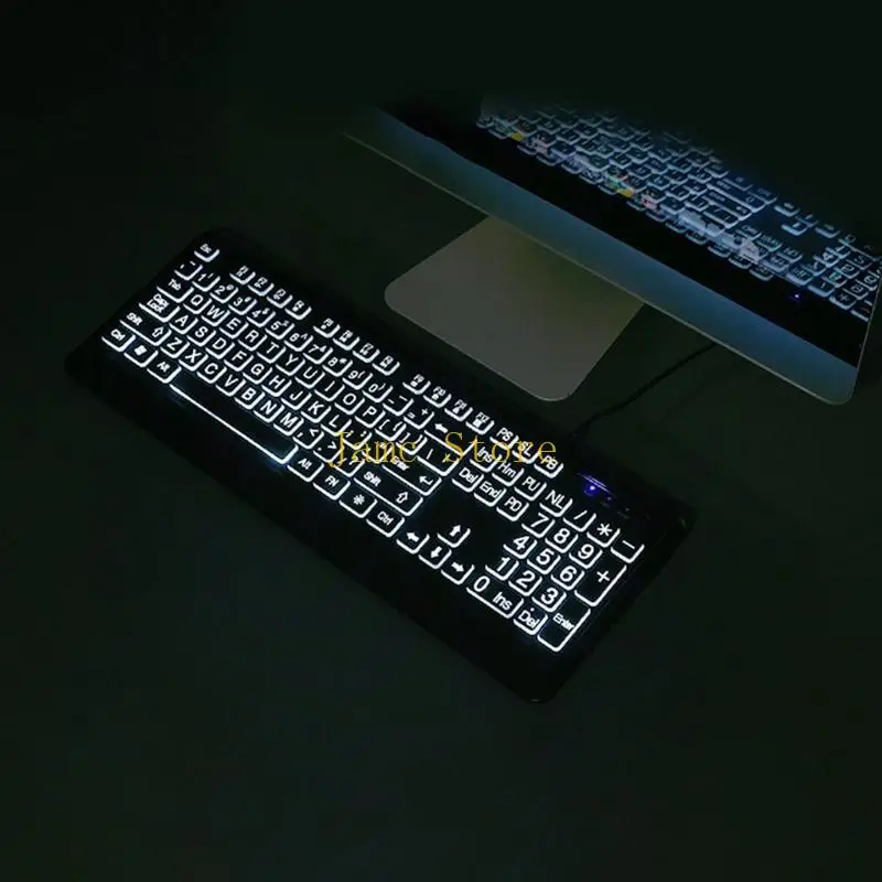 Large Font Print USB LED Backlit Keyboard 104 Keys Full Size Computer Keyboard for Seniors and Low for Vision Individual