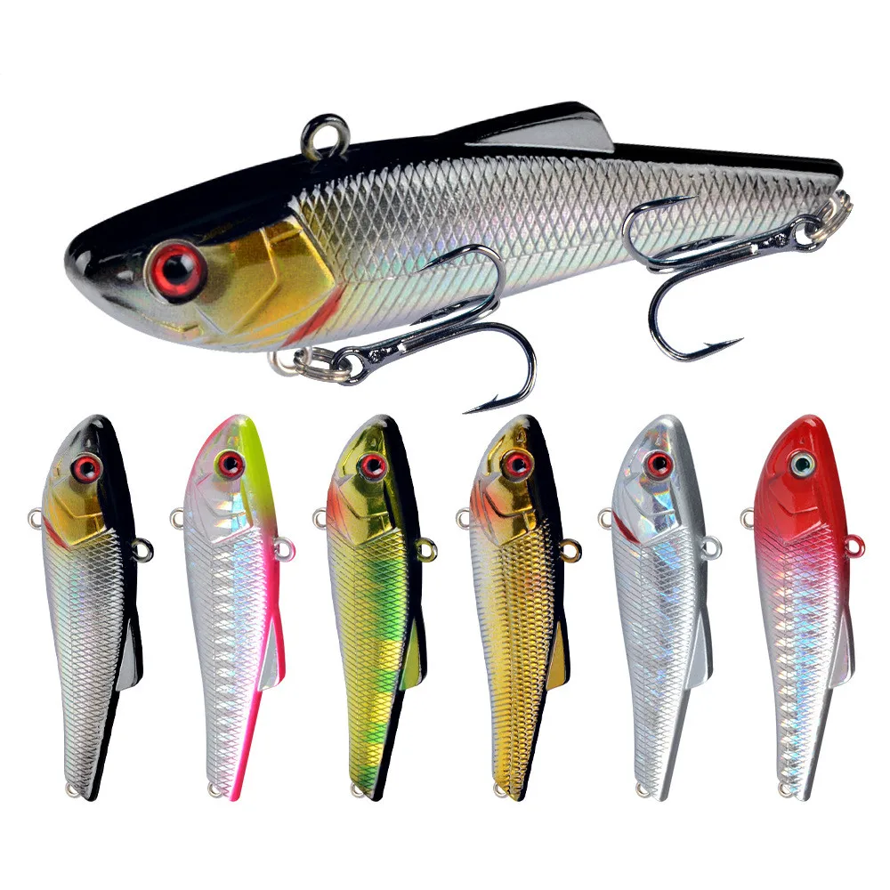 1Pcs 7cm 7g VIB Fishing Lure 3D Eyes Artificial Trolling Plastic Sinking Vibration Wobblers For Pike Winter Ice Fishing Tackle