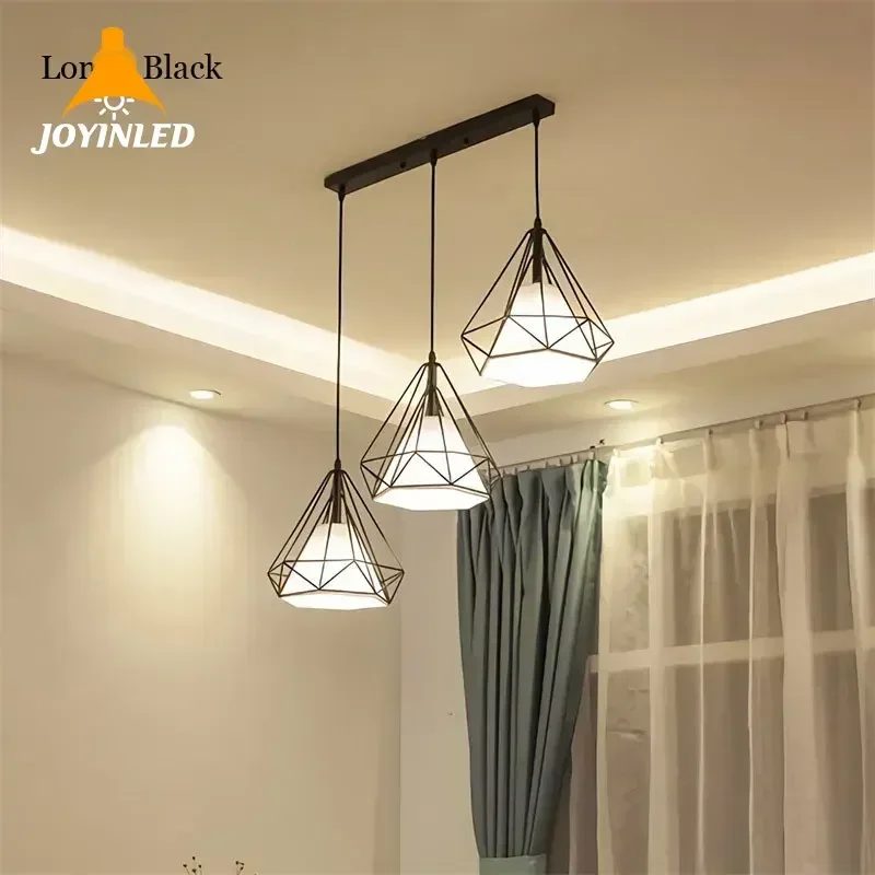 

Modern Hanging Lamp Nordic 3 Heads Long/Round Black Lighting Chandelier Fixtures Restaurant Living Room Lighting E27 Droplight