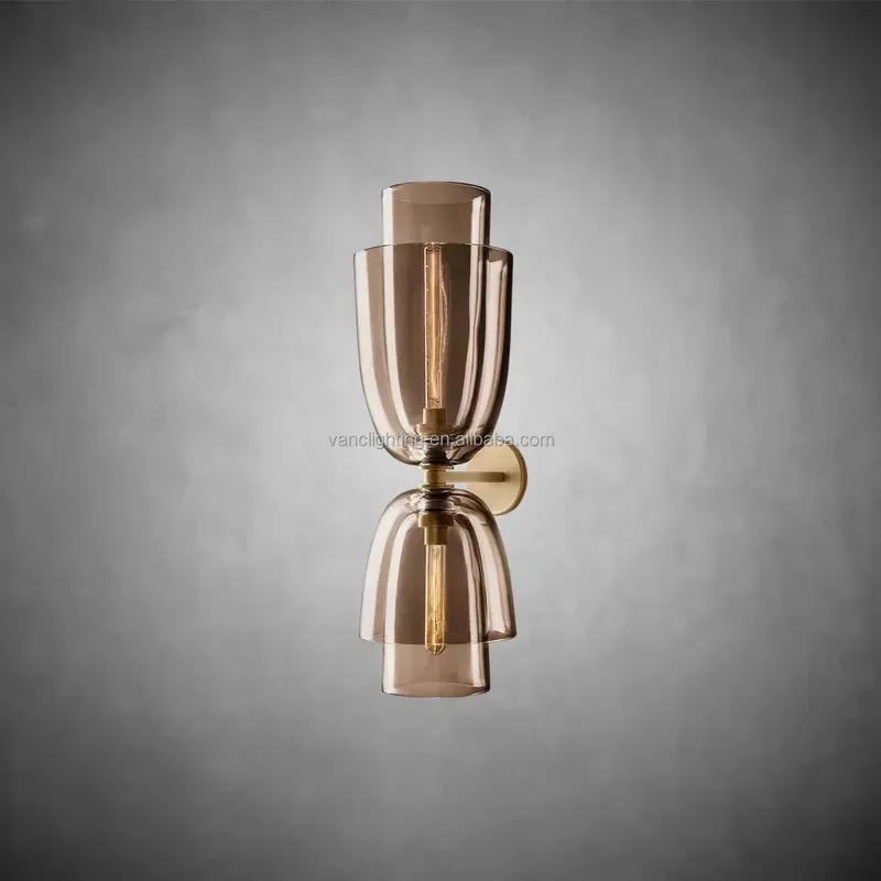 Modern American Glass Cloche Creative Steel and Brass Wall Lamp for Bedroom Bedside Living Room Corridor Lighting