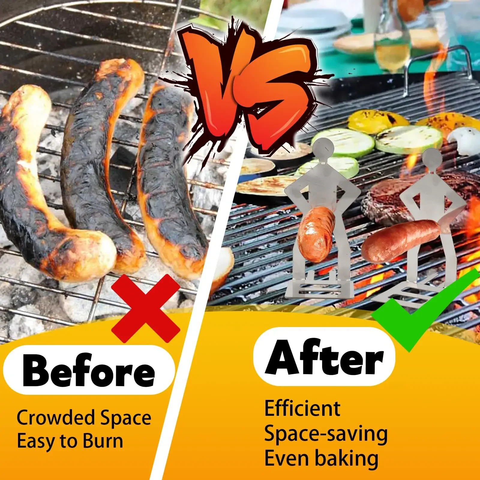 1/5 قطعة مضحك السجق رف شواء الدائمة رجل المواقد سلة الرياح رف شواء شوكة للتخييم في الهواء الطلق نزهة المطبخ شواء اكسسوارات