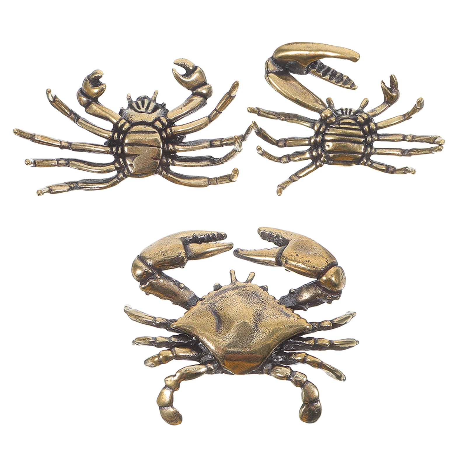 

3 Pcs Decorations Mini Crabs Adornments Crab Decor Figurines Desk Table Showcase Adornments Brass Creative
