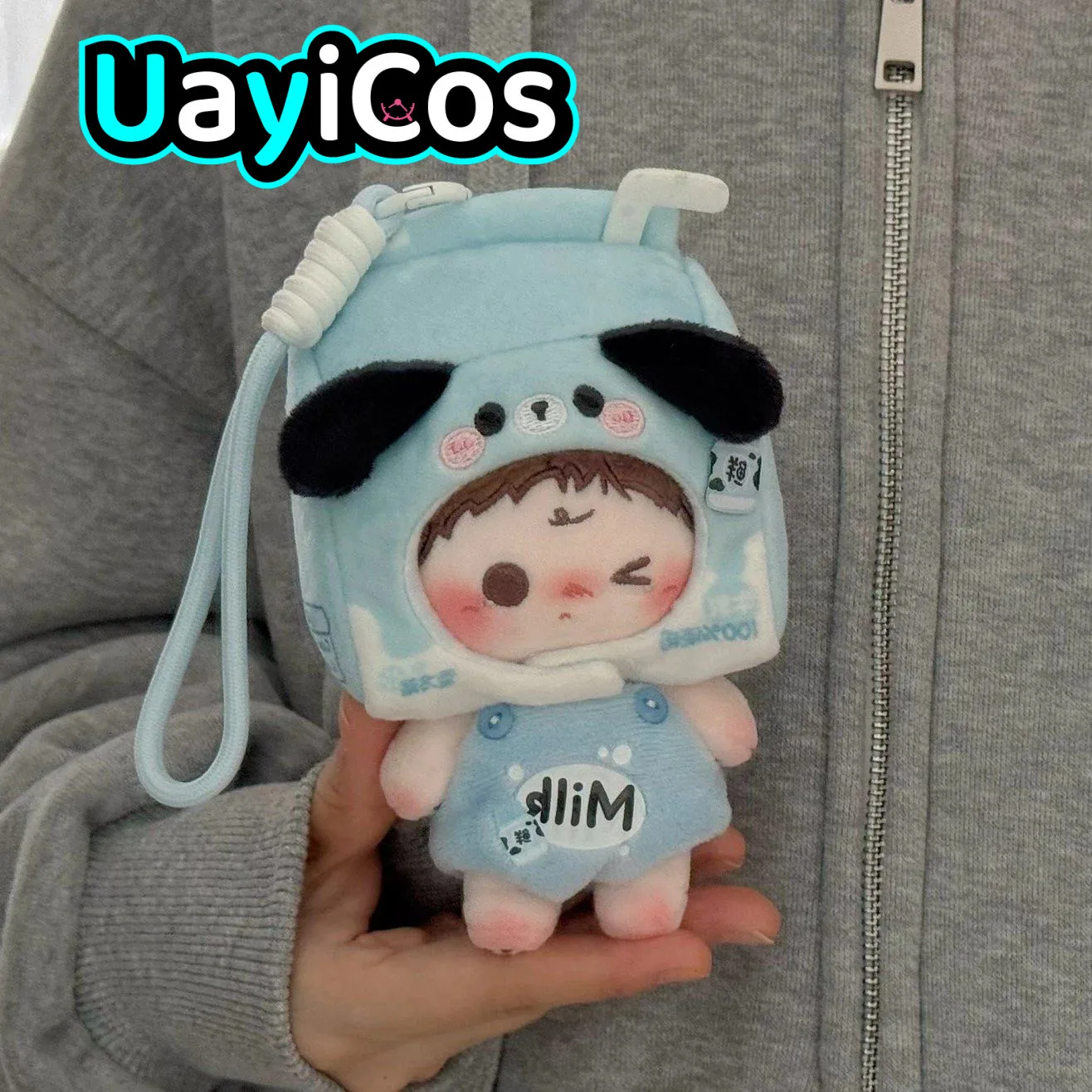 

In stock 10cm Doll Clothes Milk Box Fox Dog Rabbit Hat Pants Tail Lanyard Animal Cartoon Clothing Suit Stuffed Plushies Doll An