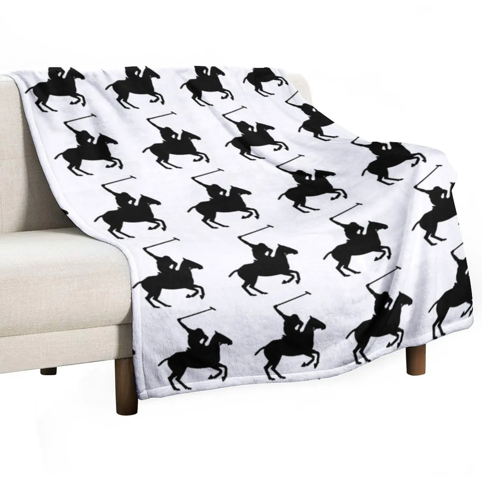 Polo horse and jockey Throw Blanket Warm Polar Plush Blankets