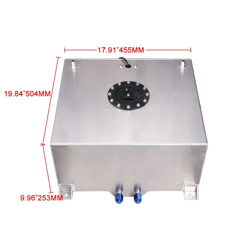 60L Universal Aluminium Mirror Polished Buffer Oil Reservoir Tank Fuel Cell Can Fuel Surge Tank with Sensor Cap Foam Inside