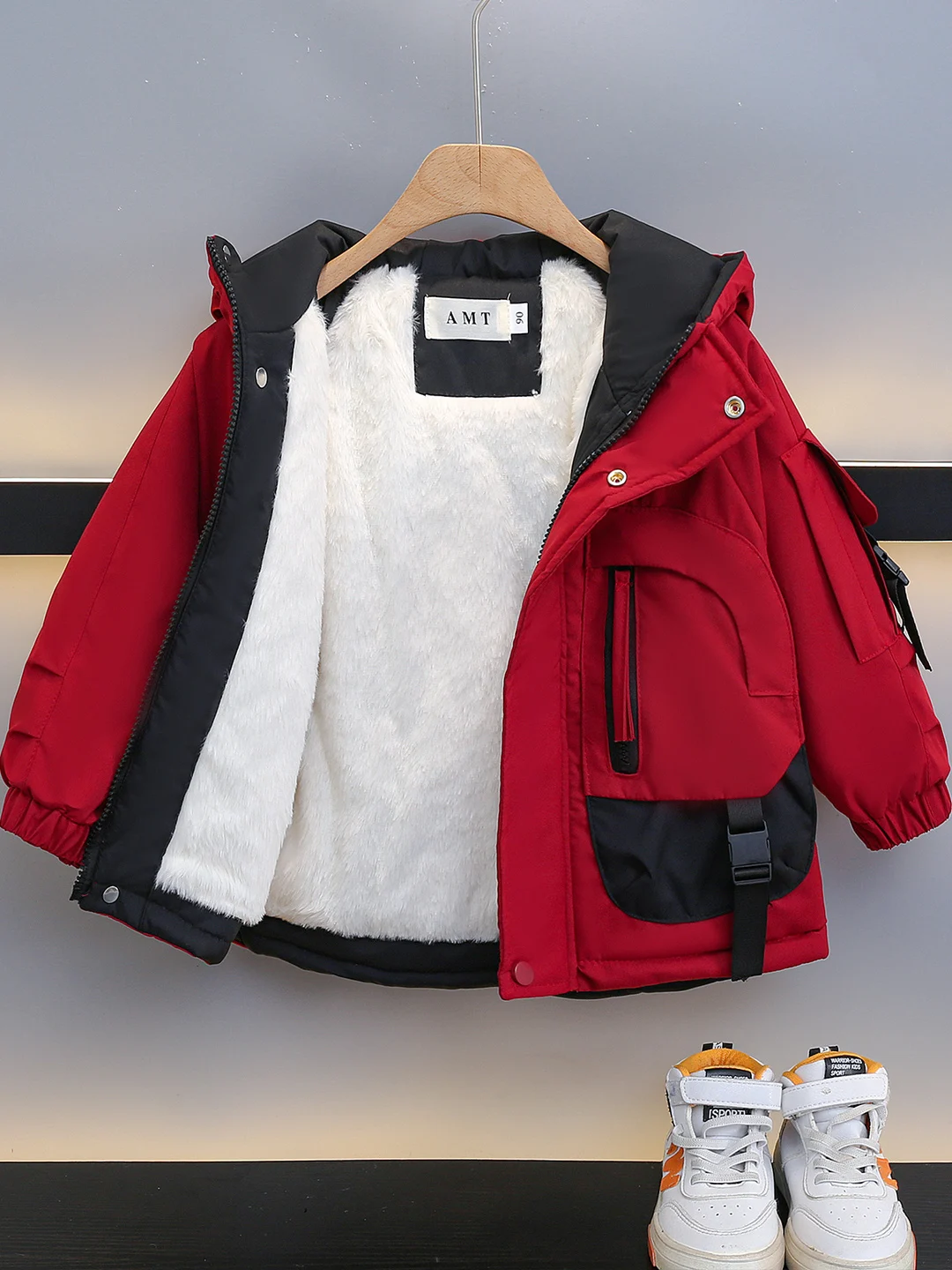 

Утепленная флисовая куртка для мальчиков на осень-зиму, модная детская одежда, хлопковое пальто с карманами