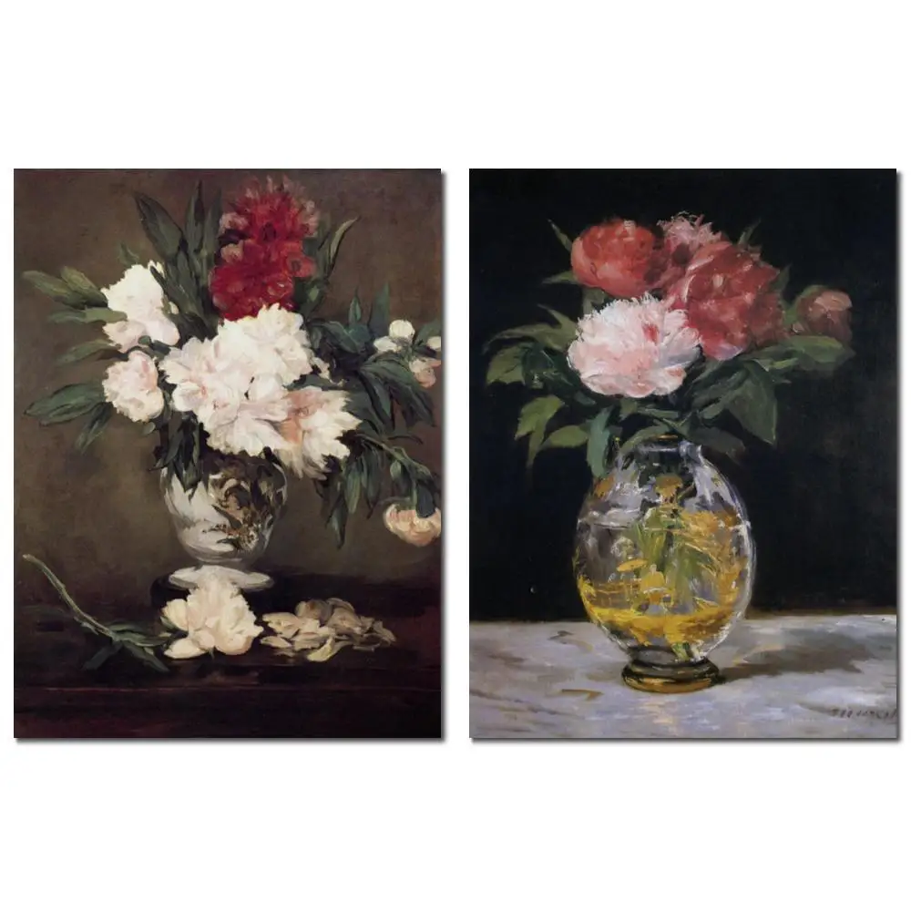 

Modern Still Life Canvas Art Bouquet of Flowers Handmade Edouard Manet Painting Impressionist Dining Room Bathroom Decor Large