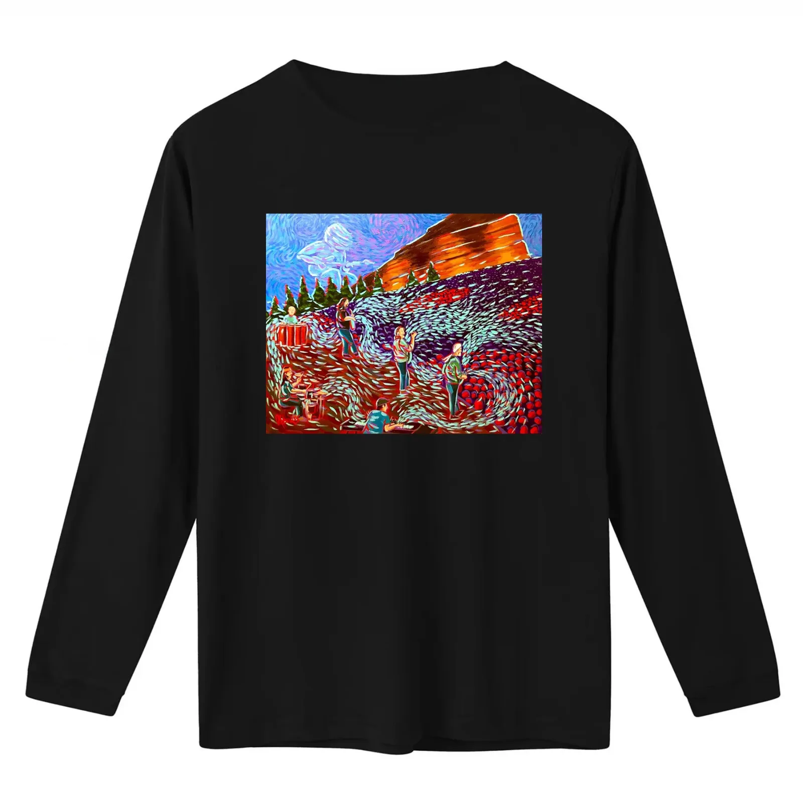 Widespread Panic at Red Rocks T-Shirt Summer Casual Cotton Tee Oversized Streetwear Tops Vintage Graphic Print 100% Cotton