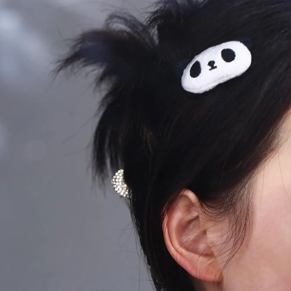 Design Plush Animal Doll Elastic Ponytail Holder Hair Rope Women Hair Accessories Chinese Style Headwear Panda Headband Brooch