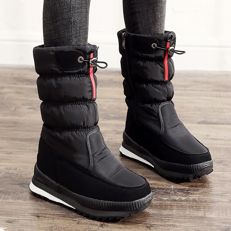 Botas de invierno impermeables plateadas para mujer, cálidas, de plataforma, con forro de felpa gruesa y piel sintética, estilo chunky.