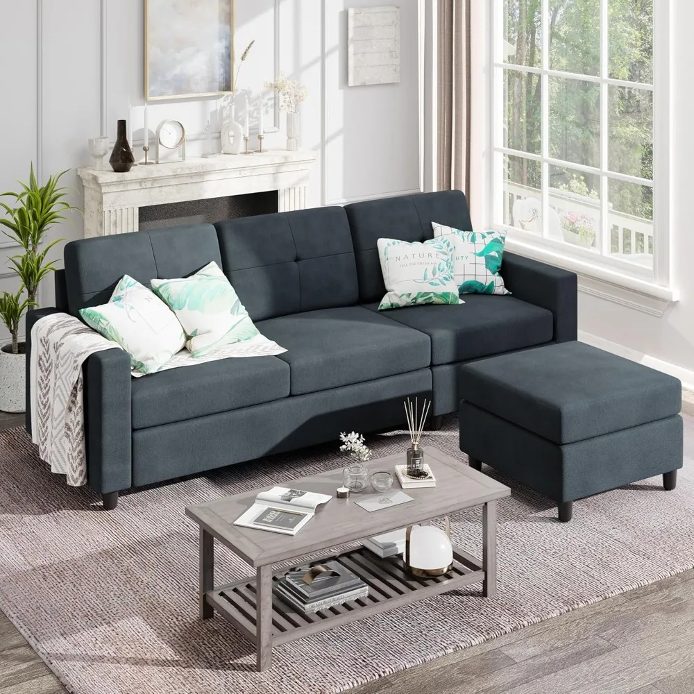 

Shintenchi Upholstered Convertible Sectional Sofa for Living Room, 3 Seat L Shaped Couches with Storage Function Ottoman, Modern