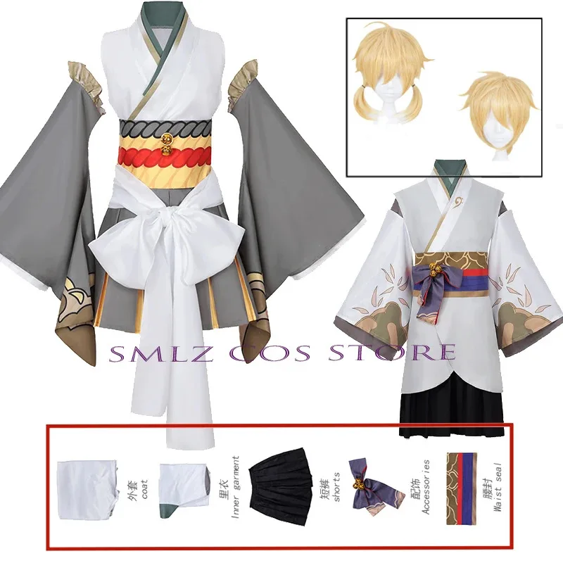 

Game Onmyoji Cosplay Anime Rinn Lenn Cosplay Uniform Dress Wig Set Halloween Party Role Play Outfit for Women Man