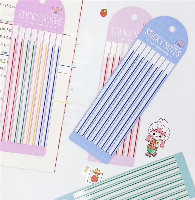 160 Sheets Long index stickers Transparent Color Sticky Notes Waterproof Index Tabs Reusable Sticker Memo Pad Notepad Stationery