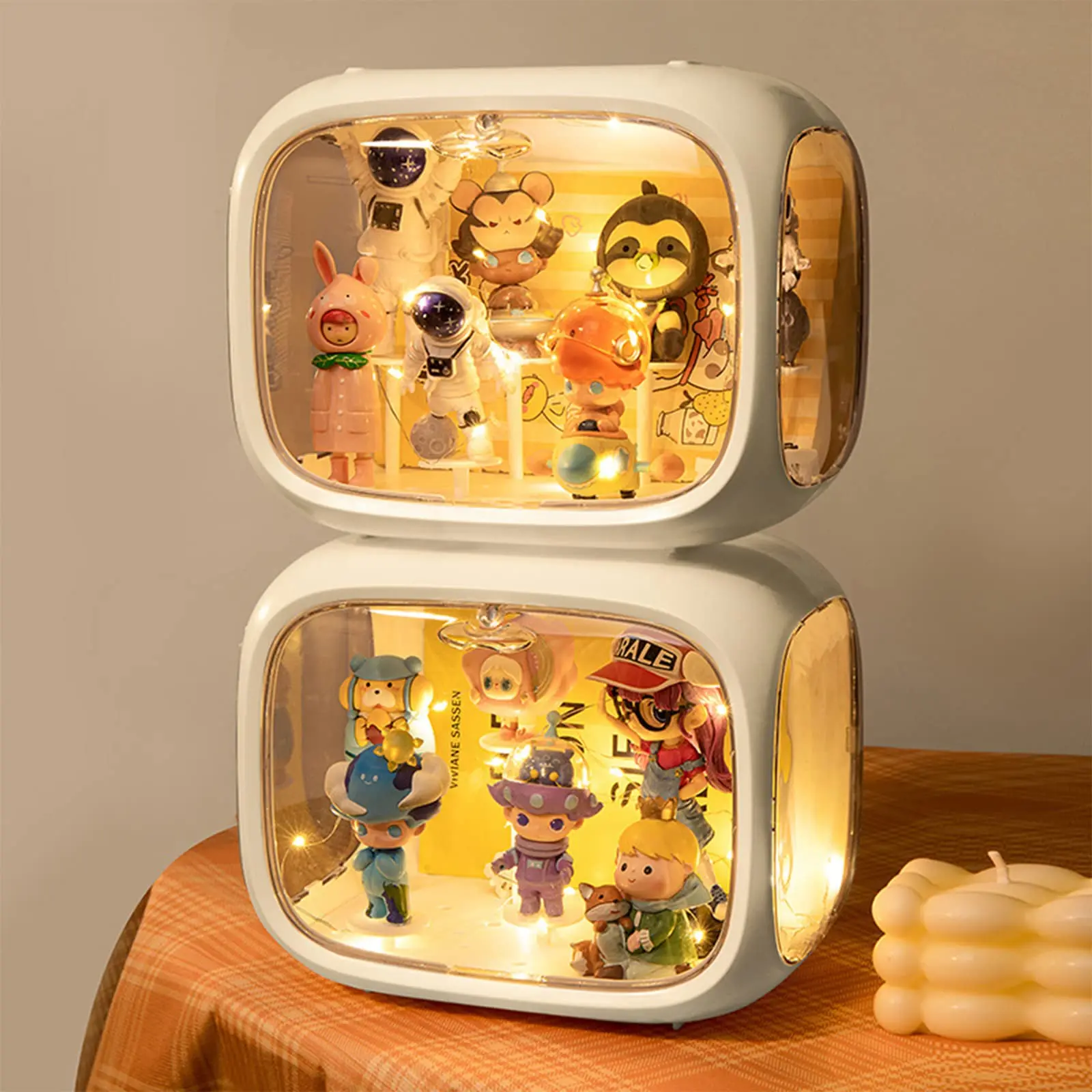 

Blind Box Showcase Pop Mart Figures Display Stand Case Transparent Collectible Model Storage Box Dustproof Toy Doll Organizer