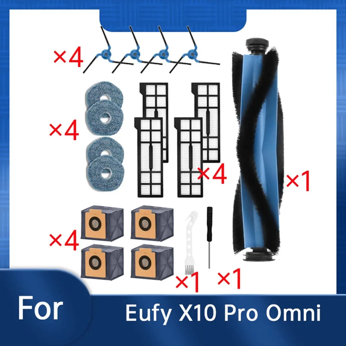 【Newest AT03】For X10 Pro Omni Vacuum Cleaner Accessories Roller Side Brush Filter Mop Pad Dust Bag Ultra Accessories