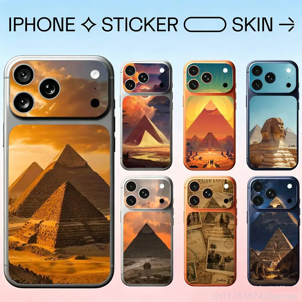 P-Pyramid Egypt For iPhone 17pro,17pro max Carmere and Back Cover Decal Wrap Skin Colorful Rear Protective Sticker Film