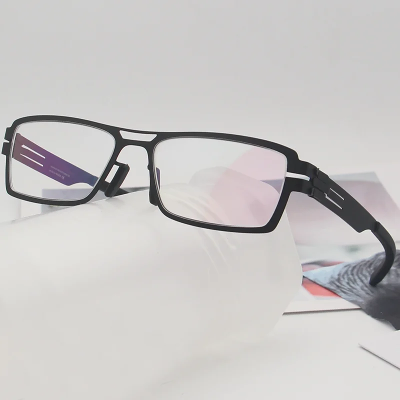 German Screwless Square Glasses Frame Men Ultralight Trendy Full Rim Eyeglasses Women High-end Quality Brand Design Eyewear