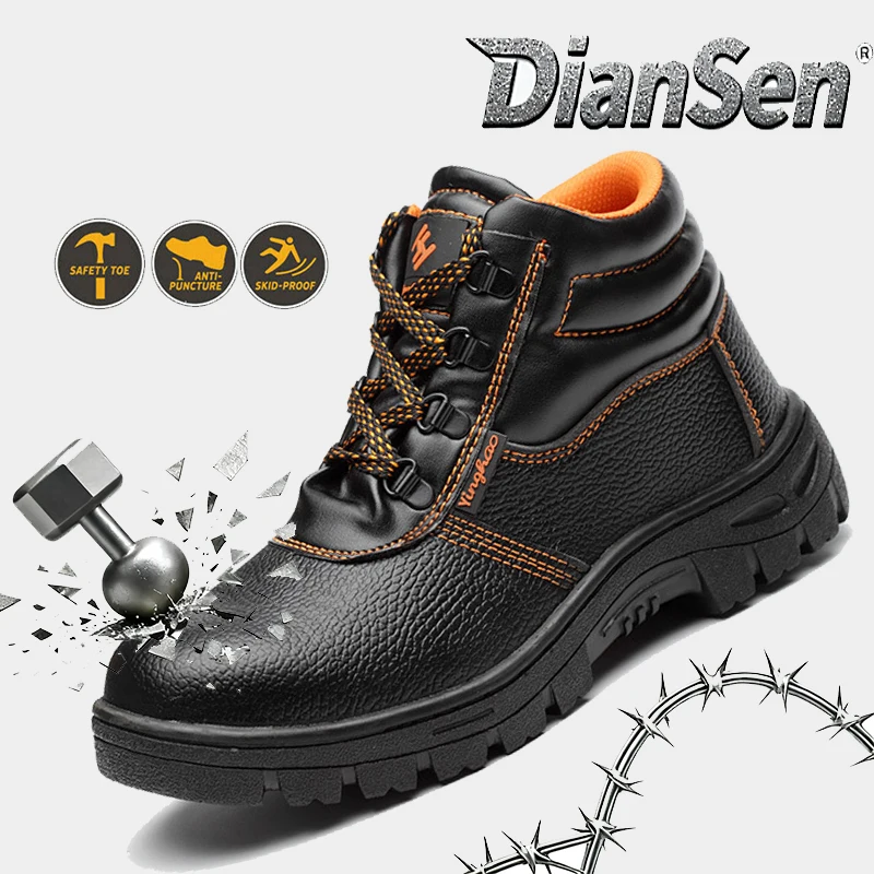 

Water Resistant Safety Shoes Men Steel Toe Boots Anti-Drop Cushioned Work Shoes Anti-smash Safety Sneakers for Warehouse Work