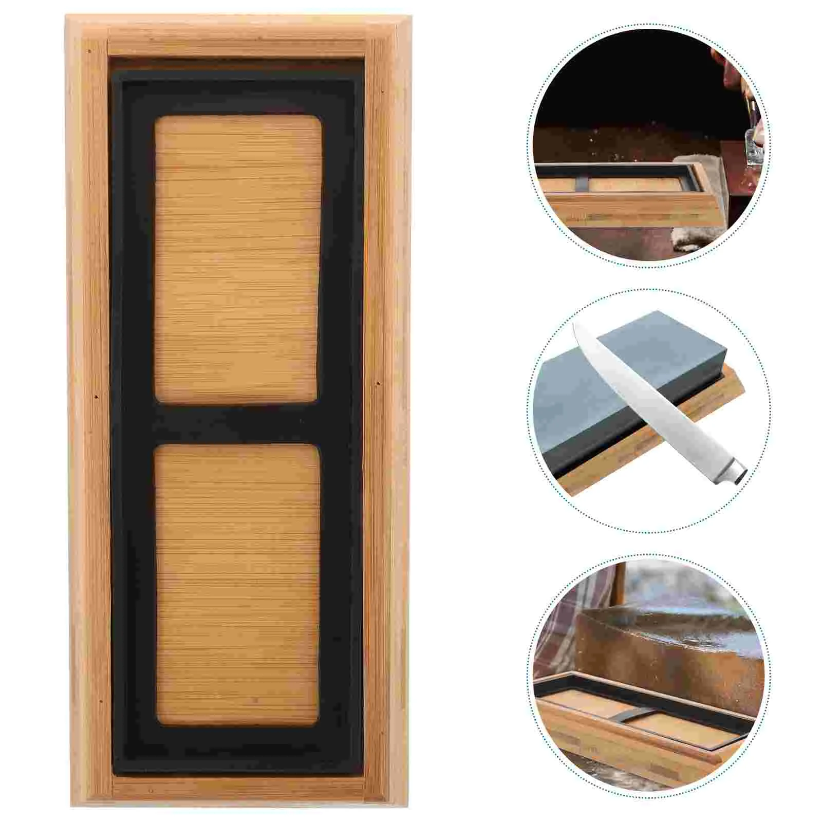 

Oils Stone Holder Household Bamboo Whetstone Non-slip Base Fixed Tray Kitchen Home Sharpening Stones for Knives Stand