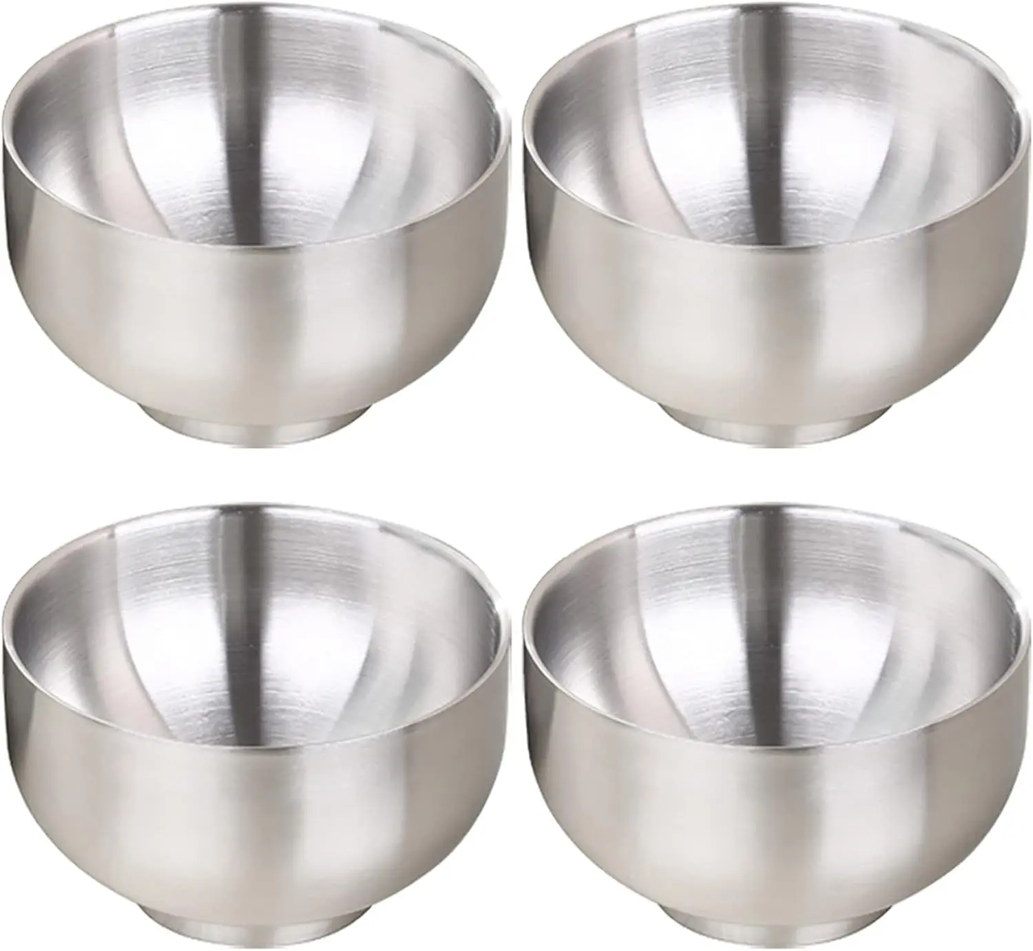 

Soup Cereal Bowls, 4-Piece 19-Ounce Stainless Steel Salad Rice Dessert Serving Bowl set, Matte Finish