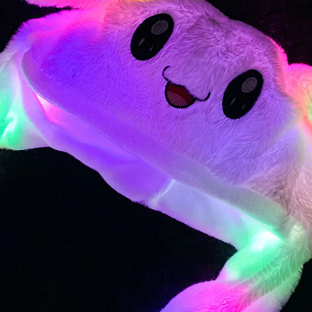 2023 New Led Rabbit Women\'s Hat Beanie Plush Can Moving Bunny Ears Hat with Shine Earflaps Movable Ears Hat for Women/Child/Girl