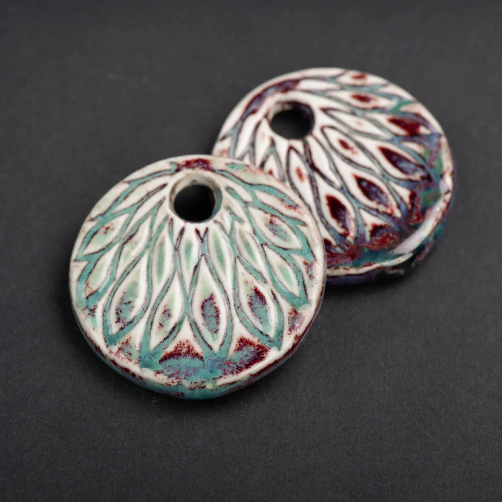 50# Big  craft micangas Abstract Image Retro Double-sided Art Ceramic Pendant Jewelry Accessories #8A4164