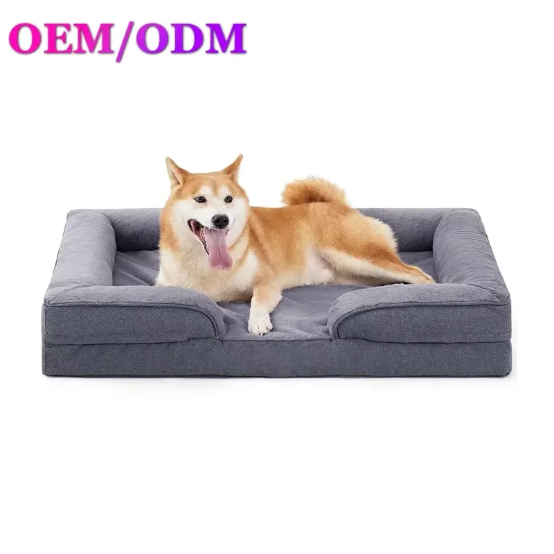 Small Dog Orthopedic Pet Cushion Sofa Egg-Crate Foam Waterproof Lining Bottom Box Washable Removable Cover Solid