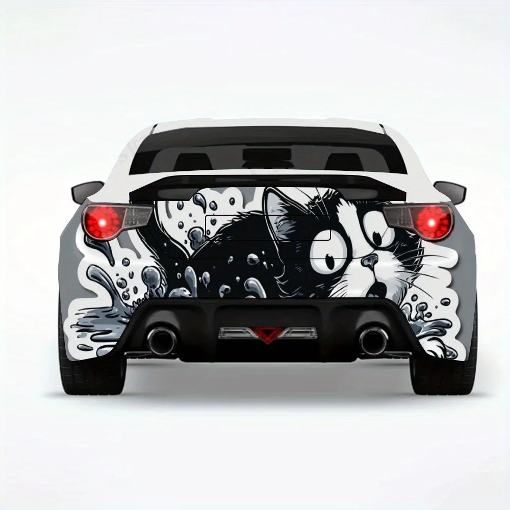 

Белый кот падает в воде - виниловая наклейка на заднюю часть автомобиля, водонепроницаемые самоклеящиеся виниловые наклейки для хвоста и бампера автомобиля, де