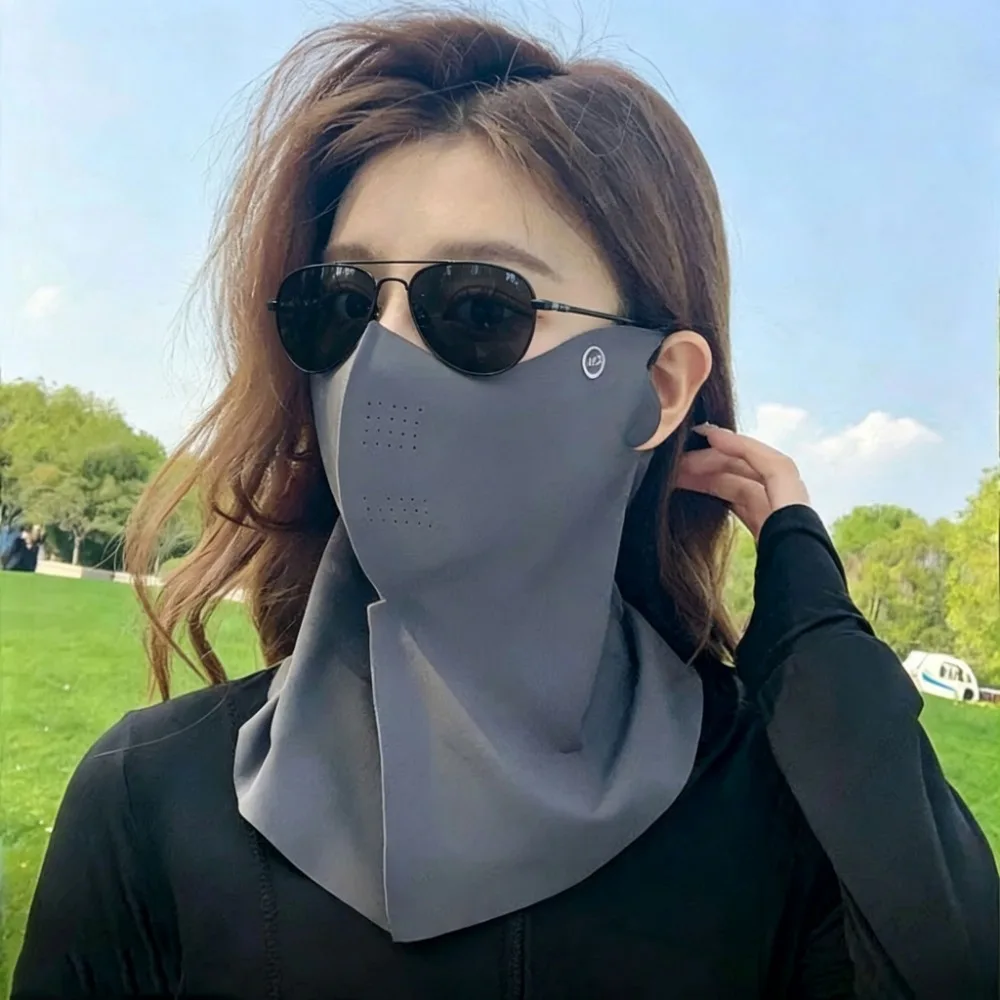 Washable Ice Silk Face Cover Anti UV Sun Protection Lightweight Mask For Running Driving Outdoor Workout Gifts