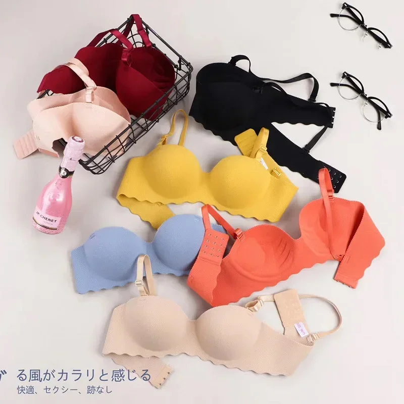 

Sexy Bras Push Up Seamless Underwear for Women Solid Color Wireless Lingerie One-pieces Gather Convertible Straps Brassiere